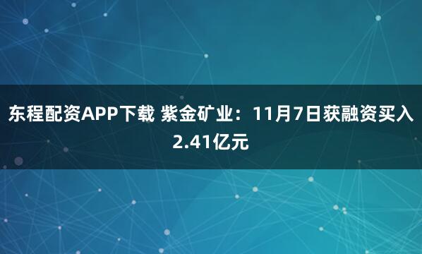 东程配资APP下载 紫金矿业：11月7日获融资买入2.41亿元
